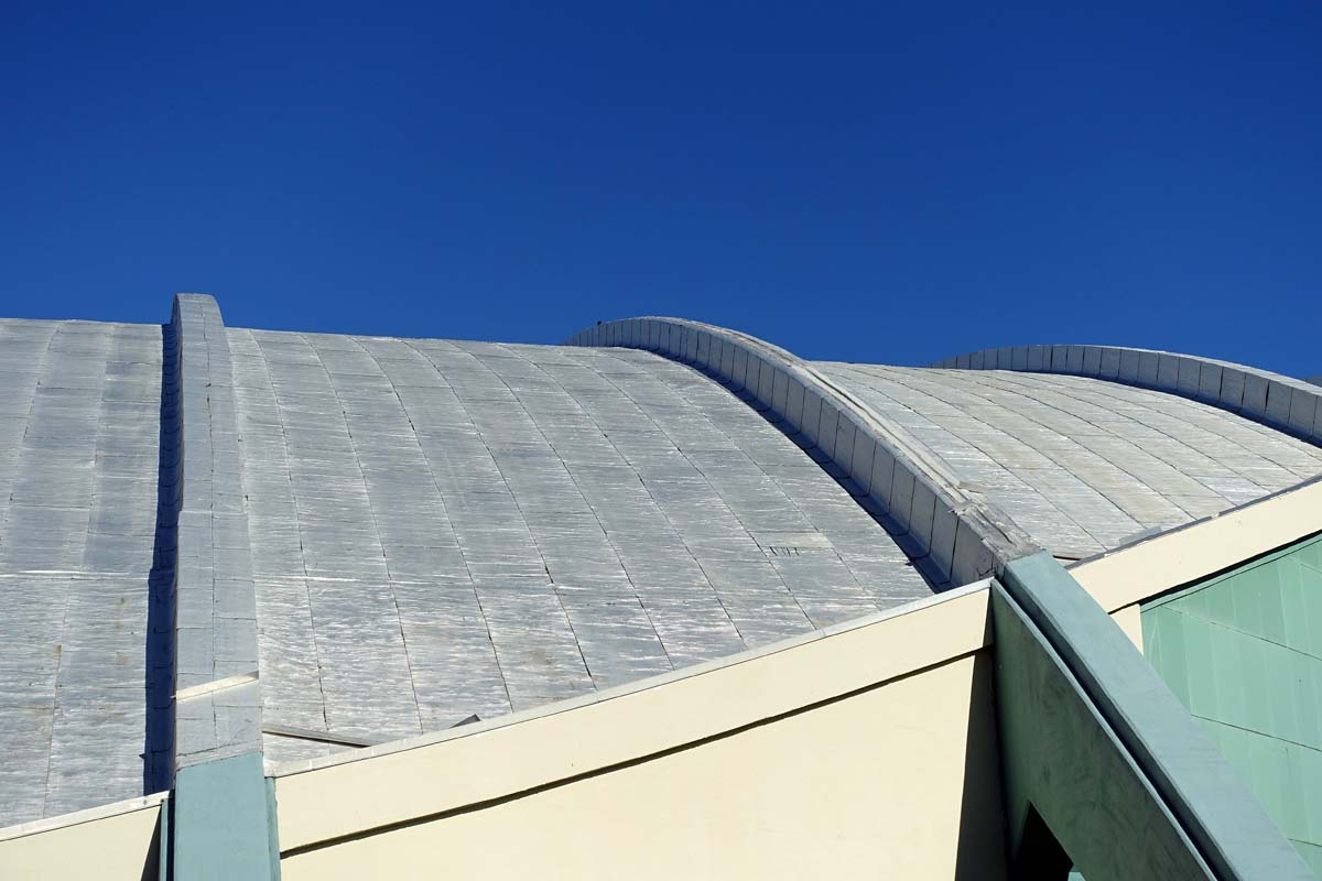 General view 7 of Alabama Coliseum showing the thin-shell concrete roof in October, 2018.