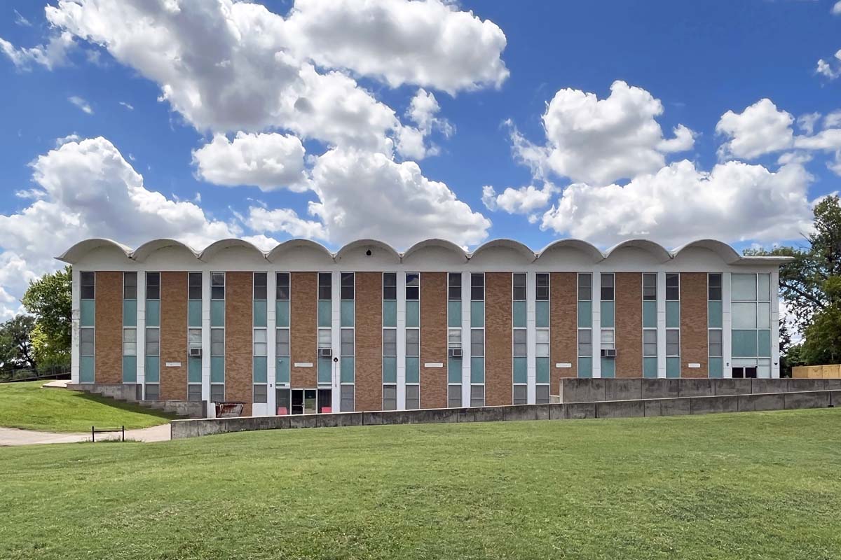 General view 6 of St. Francis Seminary showing the thin-shell concrete roof in June 2023.
